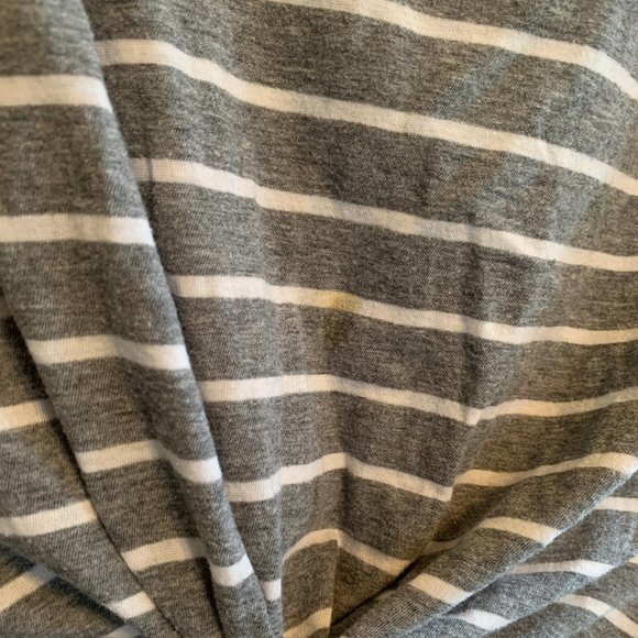 Gray and White Striped Button Box Tee - Picture 5 of 6